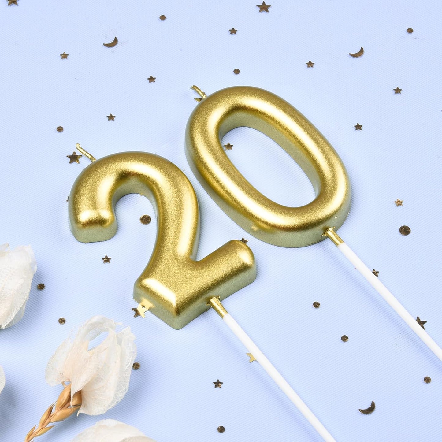 2.76 Inch Classical Gold 5 Number Birthday Candles, Gold Number Candles, Cake Number Candles, Party Celebration