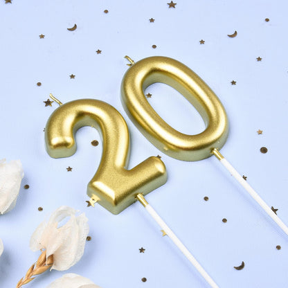 2.76 Inch Classical Gold 5 Number Birthday Candles, Gold Number Candles, Cake Number Candles, Party Celebration
