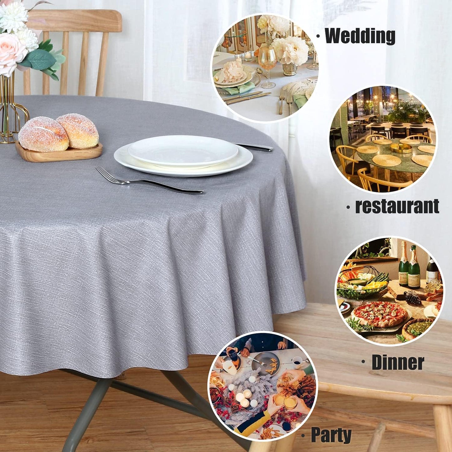 sancua Clear Plastic 100% Waterproof Tablecloth - 54 x 78 Inch - Vinyl PVC Rectangle Table Cloth Protector Oil Spill Proof Wipe Clean Table Cover for Dining Tables, Parties & Camping, Crystal Clear