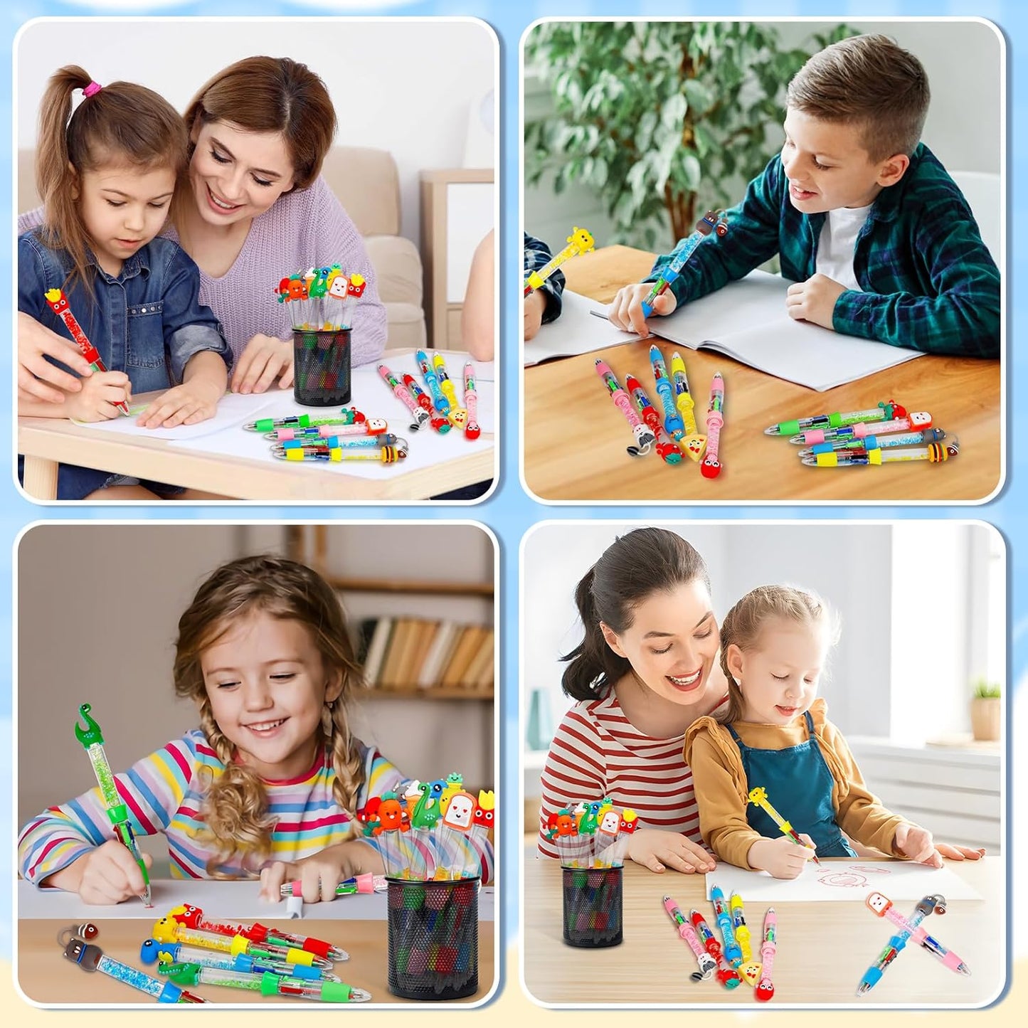 CZWZ 20Pcs Mini Multicolor Pens in One 4-in-1 Cute Pens Bulk for Kids, Fun Kawaii Ballpoint Pens for Birthdays and Children's Party Favors Gifts Teacher School Supplies