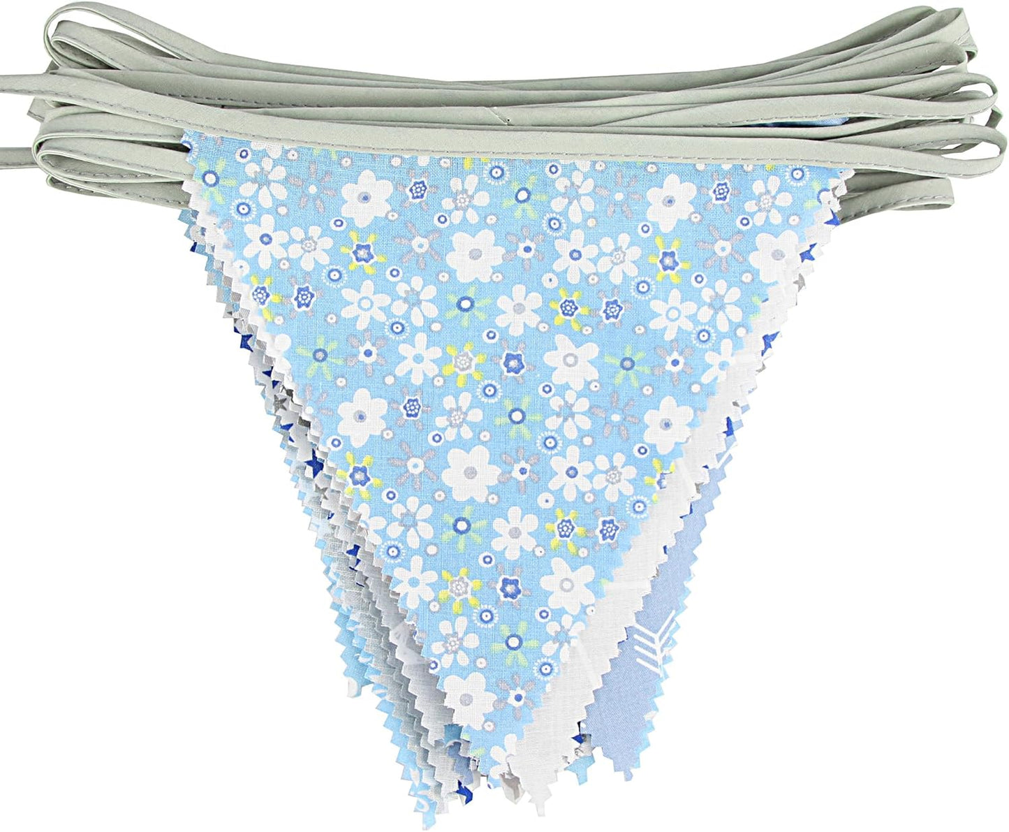 G2PLUS 39Ft Triangle Bunting Banner, 42Pcs Pink Floral Garland Pennant Banner, Reusable Cotton Triangle Flags Party Decoration for Birthday, Wedding, Garden Tea Party, Baby Shower, Room Decor