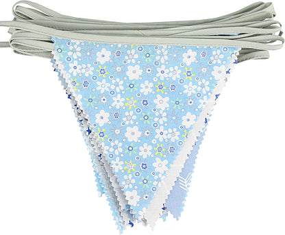 G2PLUS 39Ft Triangle Bunting Banner, 42Pcs Pink Floral Garland Pennant Banner, Reusable Cotton Triangle Flags Party Decoration for Birthday, Wedding, Garden Tea Party, Baby Shower, Room Decor
