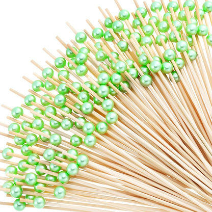 Reallnaive 600 Pcs Cocktail Pick Pearl Fancy Toothpick for Appetizer 4.7 Inch Long Skewer for Drink Fruit Food Bamboo Stick Wedding Bridal Shower Decoration Charcuterie Accessories (White)