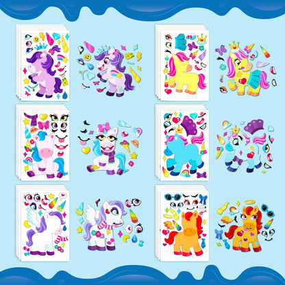JOYIN 24 Sheets 9"x6" Make a face Stickers for Kids, Make Your Own Stickers with Unicorn, Dinosaur, Sea and Safari Animals, Party Favors Kids Crafts, Goodie Bags Stuffers Classroom Activities
