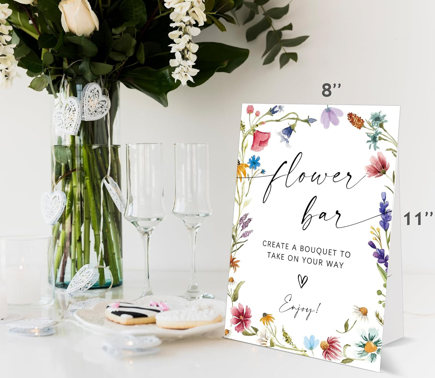 Bible Guest Book Sign, Wedding Signs for Ceremony and Reception, Floral Bridal Shower Decoration, Wedding Signage with Bracket, Bridal Shower Decor, Supplies For Engagement and Anniversary Parties, 13