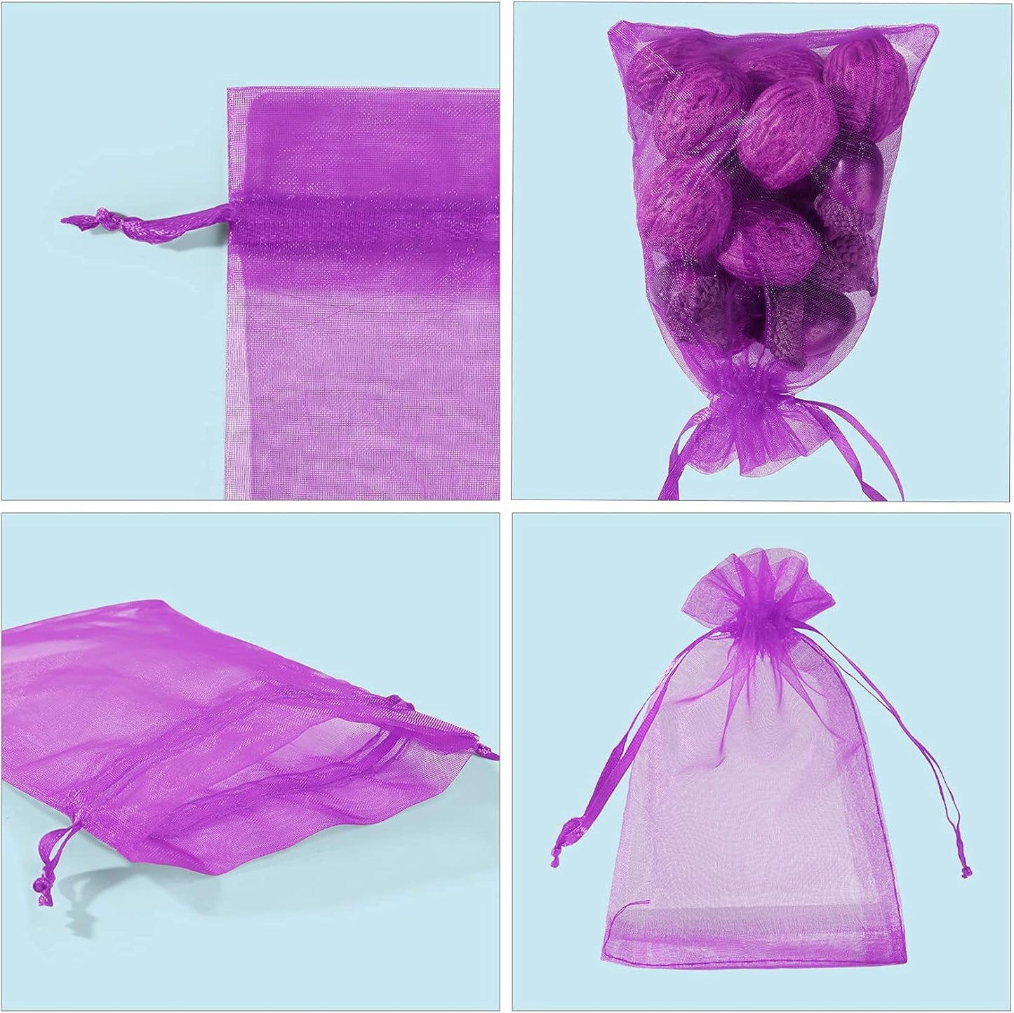 ANZNKU Pink Organza Bags 4 x 6 in 50PCS, Small Gift Bags for Goodie Candy Jewelry Soap Packaging, Cute Little Mesh Bag Drawstring Bulk for Wedding Birthday Party Favor Baby Shower & Easter Gifts Wrap