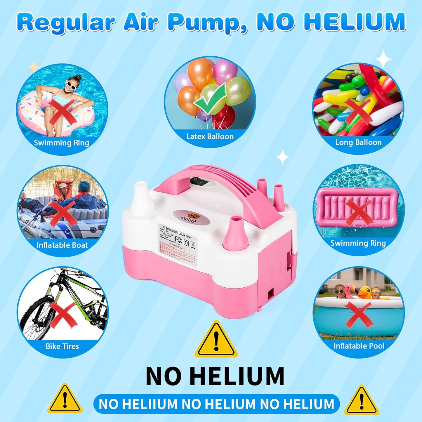 Electric Balloon Pump, Portable Electric Balloon Blower Machine Balloon Air Pump Dual Nozzle 110V 600W Balloon Inflator for Party Decorations