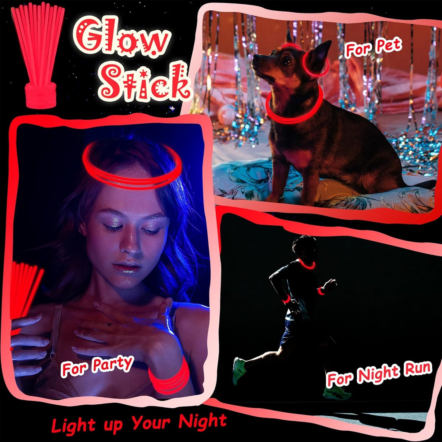 100 pk 8" Glow Sticks Bulk Party Favors, Light up Glow Necklaces & Bracelets in the Dark Party Supplies For Christmas Halloween 4th of July Birthday Neon Party (100 * Blue)