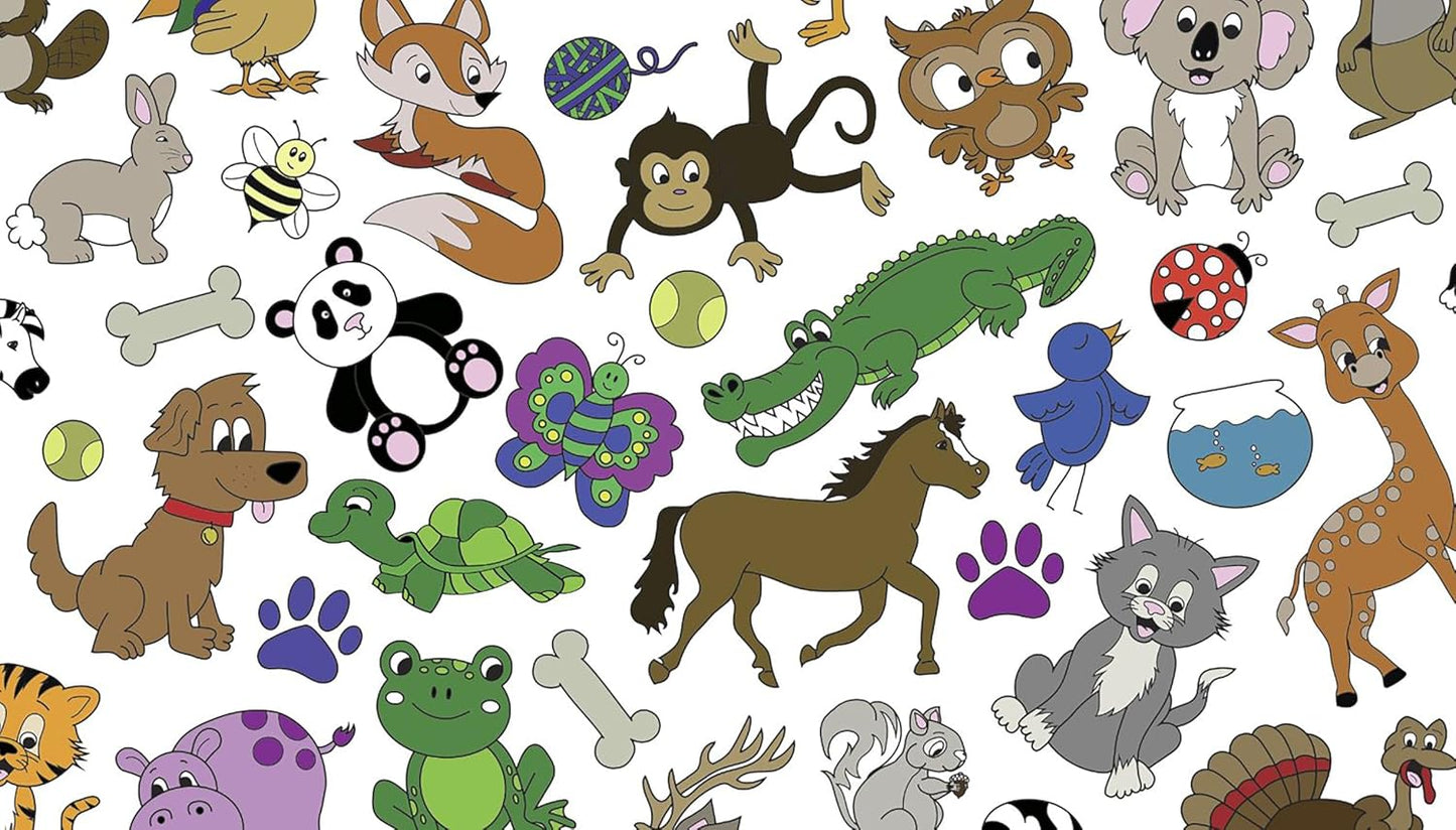 Animal Fun Design – Square Tablecloth 60”X60” – Interactive Coloring Tablecloth for Kids - Poly/Cotton Fabric – Washable and Reusable – DIY Activity for Children and Adults