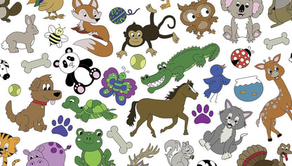 Animal Fun Design – Square Tablecloth 60”X60” – Interactive Coloring Tablecloth for Kids - Poly/Cotton Fabric – Washable and Reusable – DIY Activity for Children and Adults