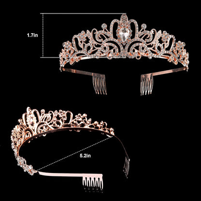 Crystal Tiara Crowns For Women Girls Princess Elegant Crown with Combs Women's Headbands Bridal Wedding Prom Birthday Party