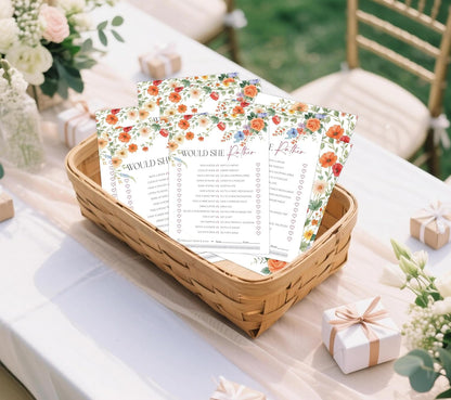 Wildflower Bridal Shower Games, Boho Flowers Bridal Shower Bingo Game with Blank Squares for 30 Guests with Game Cards, Bridal Shower Decor, Wedding Decorations Supplies (15)