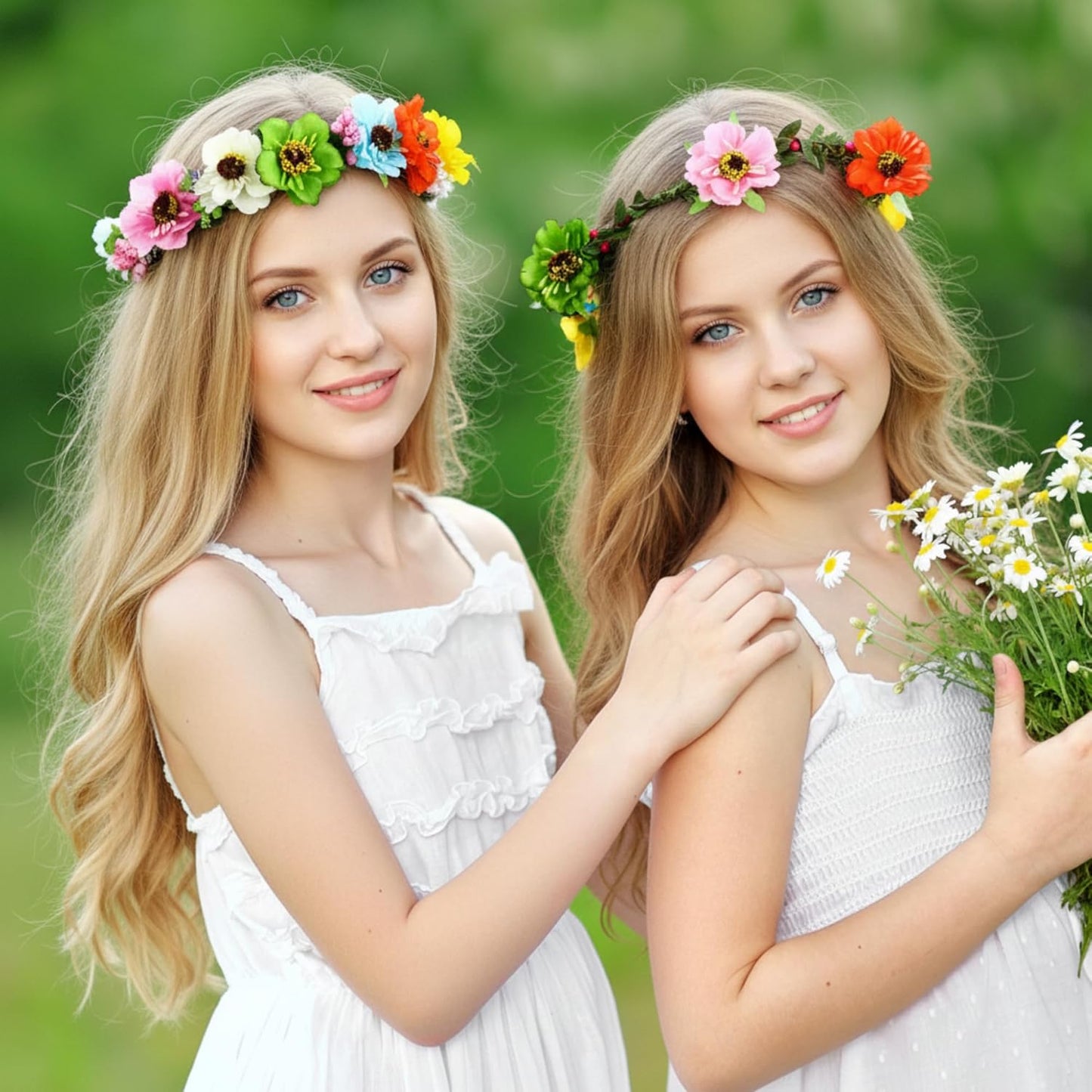 Zeyune 20 Sets Spring Tea Party Favor Flower Crowns Making Kit, Make Your Own Flower Crown Wreath Garland Headbands Craft Kit Handmade DIY Fairy Floral Hair Accessories Gift for Women(Daisy)