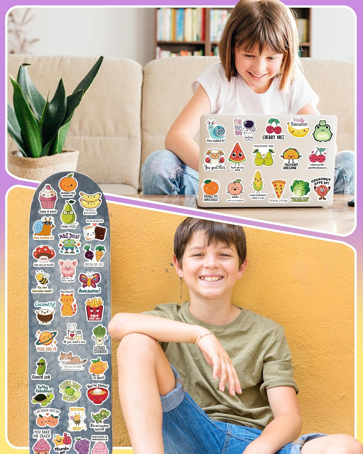 100 Pcs Cute Stickers for Kids, Waterproof Water Bottle Stickers, Vinyl Sticker Pack, Party Favors, Goodie Bag Stuffers, Treasure Box & Classroom Prizes for Elementary Students - No-Repeat