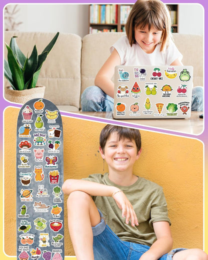 100 Pcs Cute Stickers for Kids, Waterproof Water Bottle Stickers, Vinyl Sticker Pack, Party Favors, Goodie Bag Stuffers, Treasure Box & Classroom Prizes for Elementary Students - No-Repeat