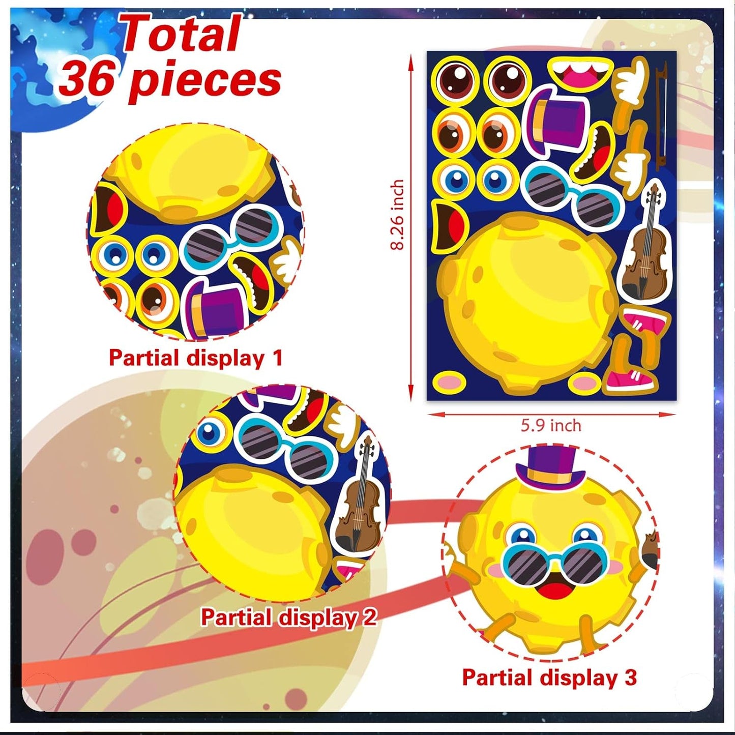 24 Sheets Make-a-face Cupcake Stickers Make Your Own Dessert Stickers Mix and Match Sweets and Fruit Treats Party Favor Supplies for Kids Ice Cream Sticker Games Birthday DIY Art Crafts