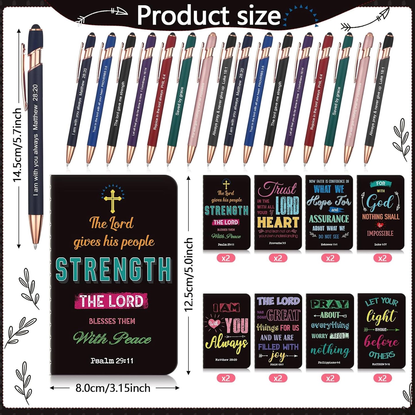 Funrous 32 Pcs Motivational Quote Pens Inspirational Notepads Mini Journal with Ballpoint Pen Small Notebooks Gift for Men Women Coworker Adult Party Favors Prize Teacher Student Office(Stylish)