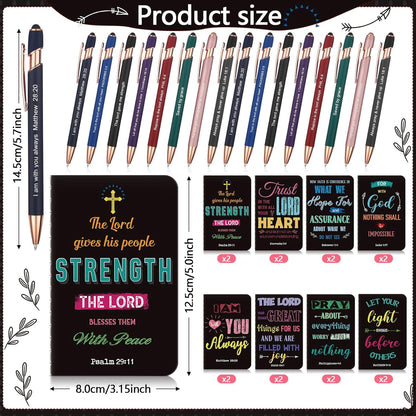 Funrous 32 Pcs Motivational Quote Pens Inspirational Notepads Mini Journal with Ballpoint Pen Small Notebooks Gift for Men Women Coworker Adult Party Favors Prize Teacher Student Office(Stylish)