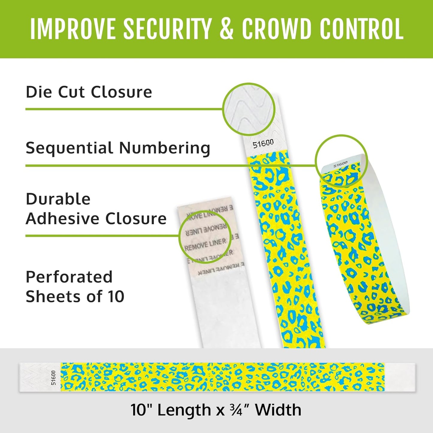 500 WristCo Swimming Pool Tyvek Wristbands for Events – Security Cuts & Tamper-Proof Design to Prevent Reuse – Premium-Grade Bracelets for Hospital & Medical ID, Party & VIP Identification