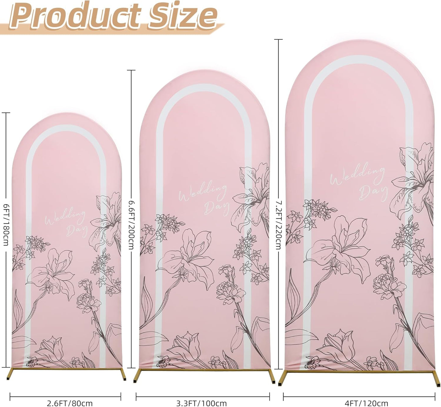 3-Piece Arch Cover Bundle – 7.2FT, 6.6FT & 6FT Stretch Spandex Backdrop Set – Wedding, Birthday & Photo Booth Arch Covers for Every Event