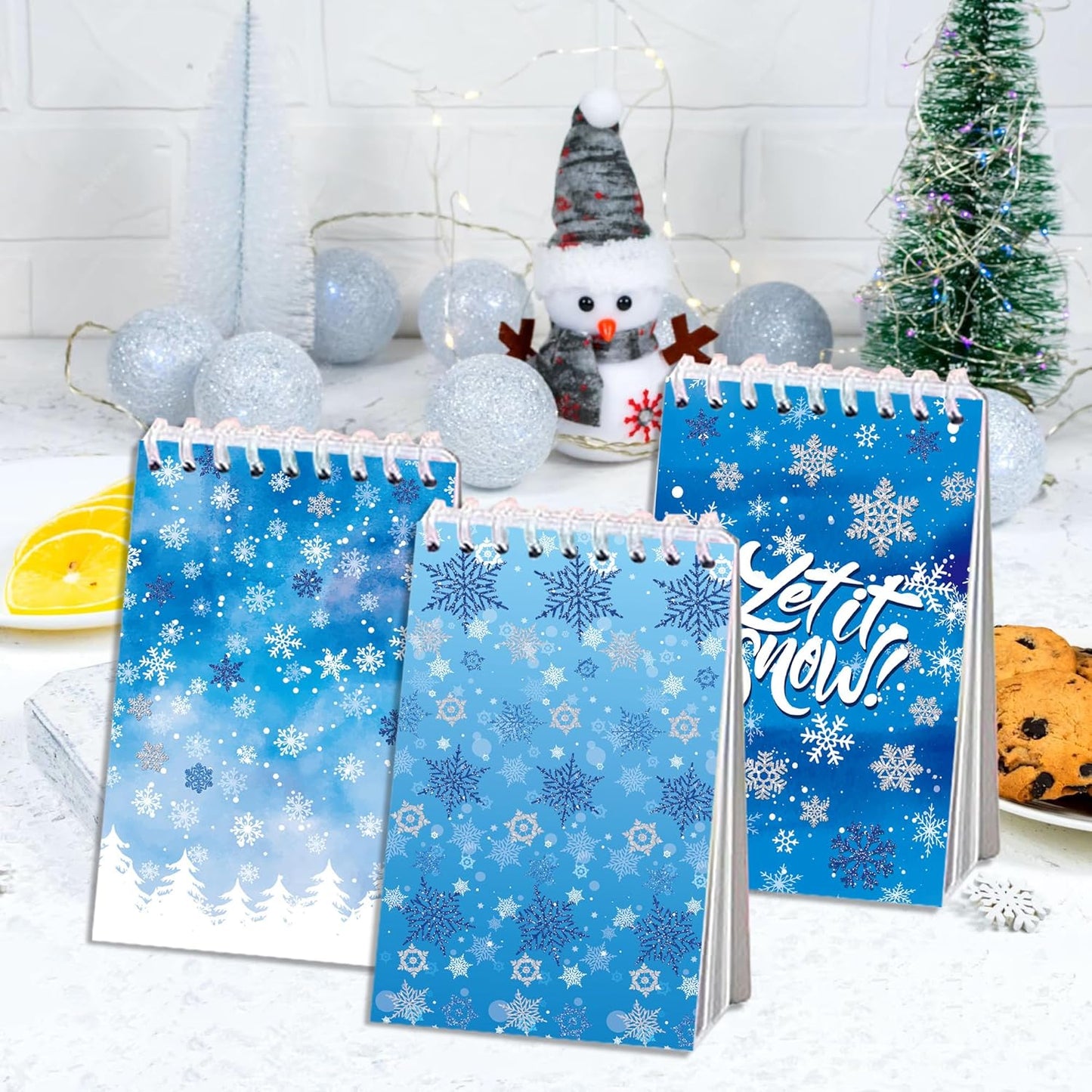 24 Pcs Christmas Snowflake Mini Pocket Notebooks 2.36 x 3.94 Inch Christmas Snowflake Small Notepads Winter Them Birthday Party Favors Gift for Office Teacher Classroom Rewards Supplies