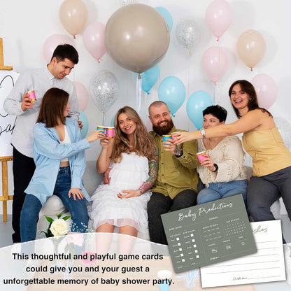 Baby Predictions and Advice Cards, 5" x 7" Pink Baby Shower Predictions Cards, Daily Party Games & Activities Favors for Newparents - G08