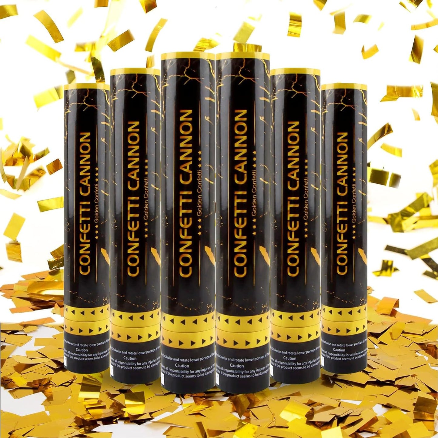 6 Pack Rose Gold Confetti Poppers, 12 Inch Confetti Cannon Party Poppers Shooters for Gender Reveal, Birthday, Wedding, Graduation, Anniversary, Parties, Christmas, New Year's Eve