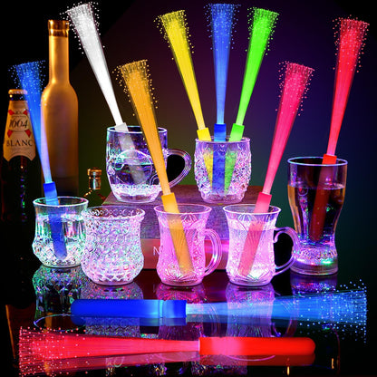 24 Pack Red Glow Fiber Optic Wands Bulk Huge Light up Wand Glow Sticks 14.2 Inch with 3 Light Modes for Christmas Valentine's Day 4th of July Concerts Clubs