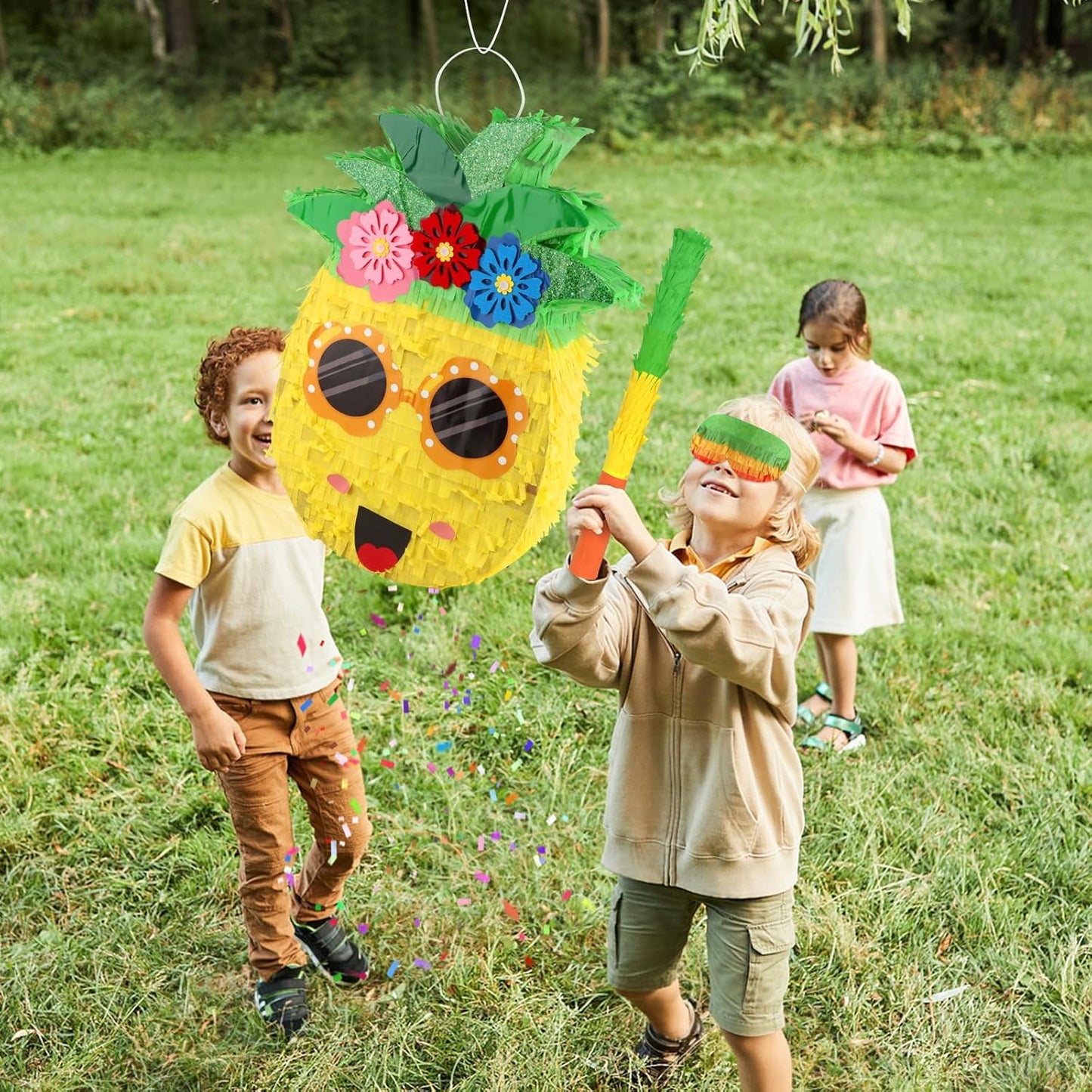 Hooqict Mexican Pinata with Blindfold and Bat Stick Party Pinata for Fiesta Carnival Cinco de Mayo Decorations Kids Adults Mexican Party Games Birthday Party Supplies