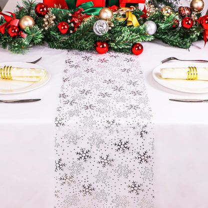 Snowkingdom 2 Pieces Gold Table Runner, Sequin Glitter Foil Metallic Thin Mesh Runner Roll 11"x108", Gold Table Decorations for Event Party, Wedding, Birthday Party, Christmas