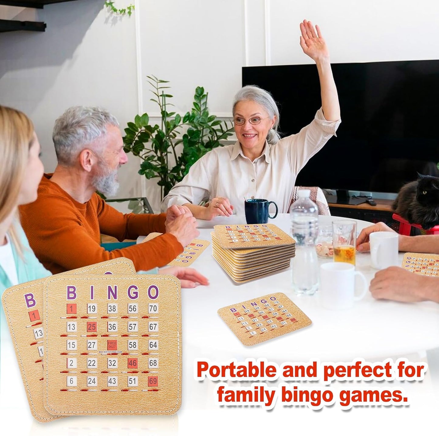 GSE Games & Sports Expert Finger-Tip Bingo Master Board with Sliding Windows, Bingo Cardboard Calling Card