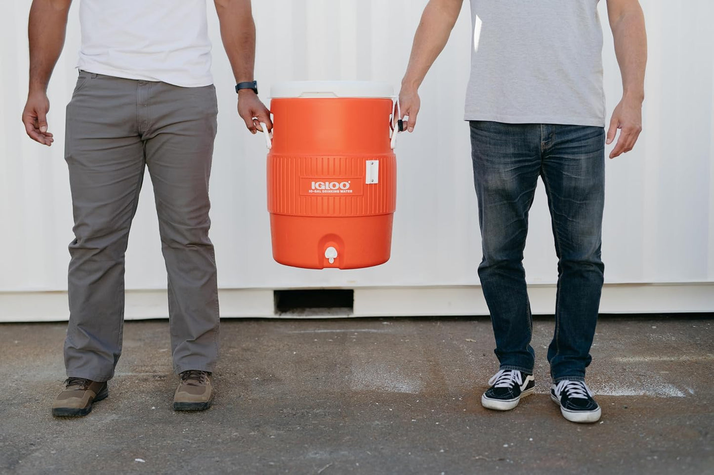 Igloo 5 Gallon Portable Sports Cooler Water Beverage Dispenser with Flat Seat Lid, Insulated Beverage Dispenser, Orange/White