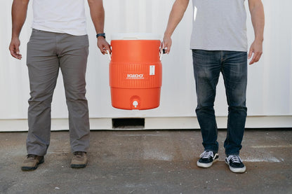 Igloo 5 Gallon Portable Sports Cooler Water Beverage Dispenser with Flat Seat Lid, Insulated Beverage Dispenser, Orange/White