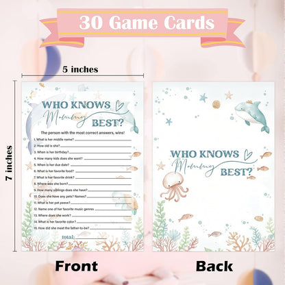 Under The Sea Baby Shower Bingo Game, Pack of 30 Game Cards, Sea Creatures Ocean Shower Game, Gender Reveal Party Decorations, Gender Neutral - KR77
