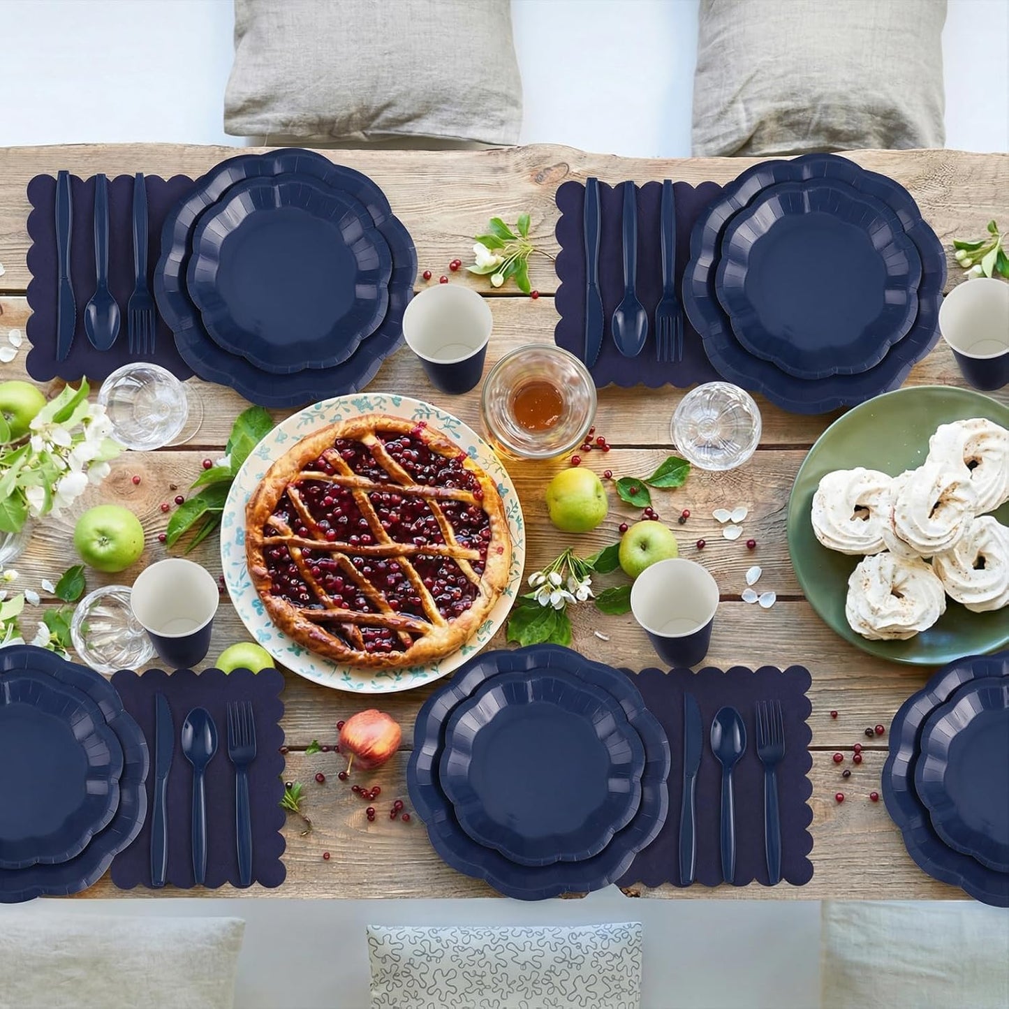 NatNarr 175 Pcs Sage Green Plates and Napkins Set, 25 Guest Sage Green Party Supplies Include Scalloped Paper Plate Napkin Cup Forks Knives Disposable Plastic Cutlery for Wedding Baby Shower Birthday
