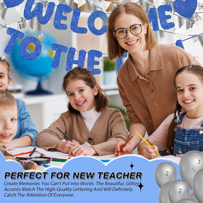 Fulmoon Pre Strung Welcome to The Team Banner with Two Heart Signs, NO DIY, Glitter Welcome Party Supplies for New Employee, Coworker, Colleague, Staff, Team Member Office Decorations(Champagne Gold)