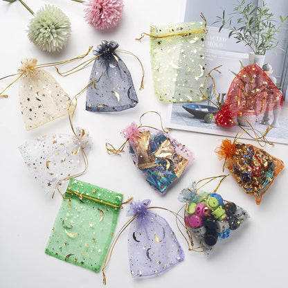 100pcs White Organza Bags 2x3 inch Sheer Drawstring Gift Bags Jewelry Pouches Wedding Party Christmas Favor Gift Bags, Little Mesh Gift Pouches Mini Candy Bags for Small Presents Earrings
