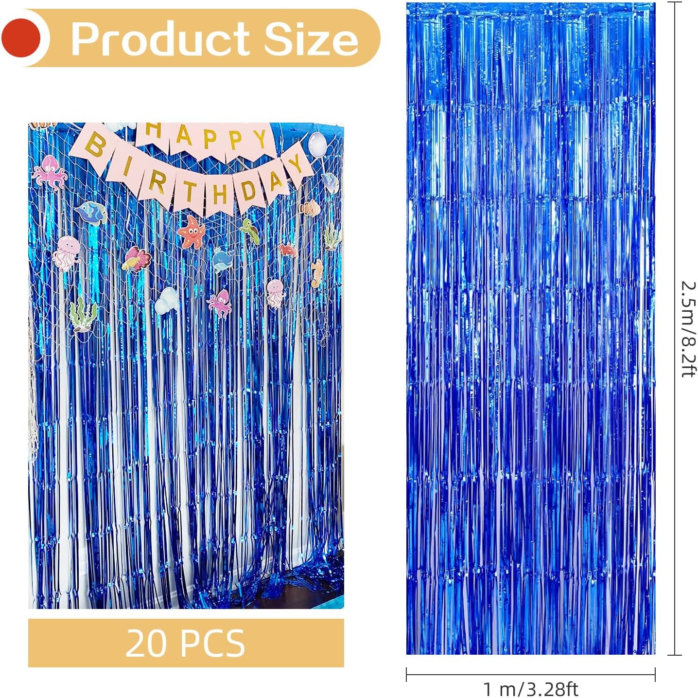20 Pack Silver Foil Curtain Backdrop 3.2ft x 8.2ft Foil Fringe Backdrop Curtain Metallic Tinsel Foil Fringe Curtains Streamer Backdrop Curtains for Birthday Party Decorations Photo Booth (Silver)