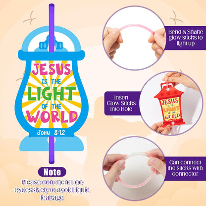 Haooryx Religious Glow Stick Bracelets Bulk - 36 Pack Lamp Bible Verse Glow Stick Bracelet with Gift Card Light up Toy for Kids VBS Sunday School Prizes Church Event Student Reward Birthday Party Gift