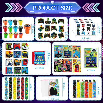BenLouis 96 Pcs Video Game Party Favors Neon School Stationery Bulk for Kids Classroomgame Level Up Birthday Gift Candy Goodie Bag Fillers Fun Glow Gamepad Game Decor Pinata Prize Activity Supplies