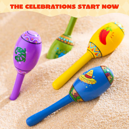 JOYIN Cinco De Mayo 6 PCS Mini Wooden Maracas for Kids, Mexican Fiesta Party Favors and Noisemakers, Cinco De Mayo Party Favors, Musical Fun, Birthday Parties, Luau Party, Taco Tuesday Event