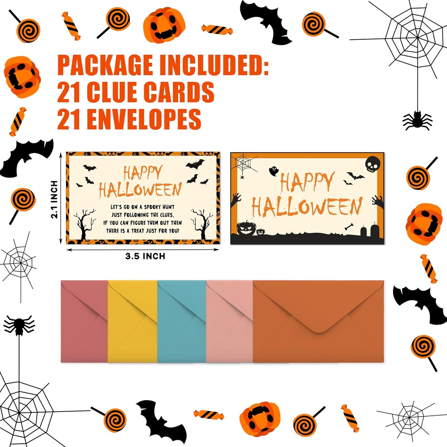 Halloween Treasure Hunt Clues - Witch Scavenger Hunt Games - Outdoor Indoor Riddles - Fall Party Games for Adults - Halloween Party Activities & Decorations (21 Pack)-01