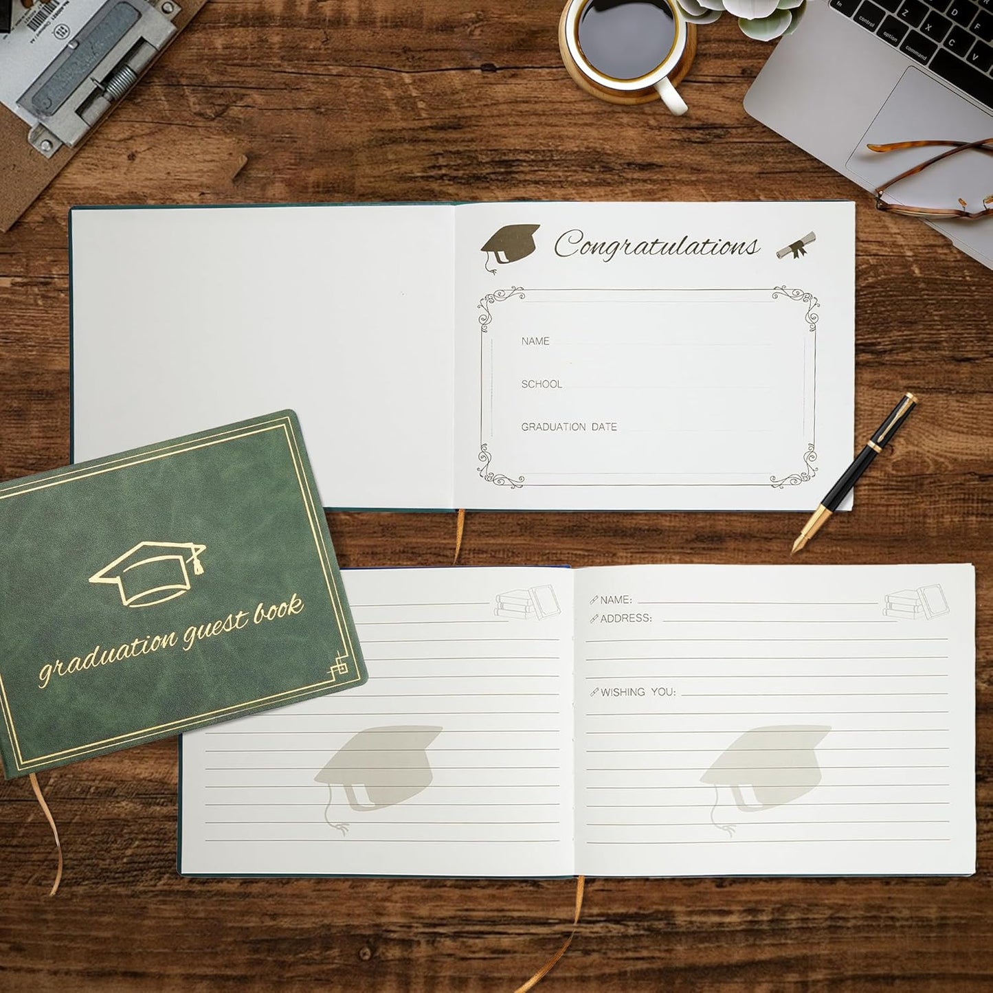 2026 Graduation Guest Book - Elegant 7x9 Inch White, Graduation Memory Book 2026 with Premium 120 Pages, 2026 Graduation Guest Sign in Book for College Graduates (Classic Graduation Gift)