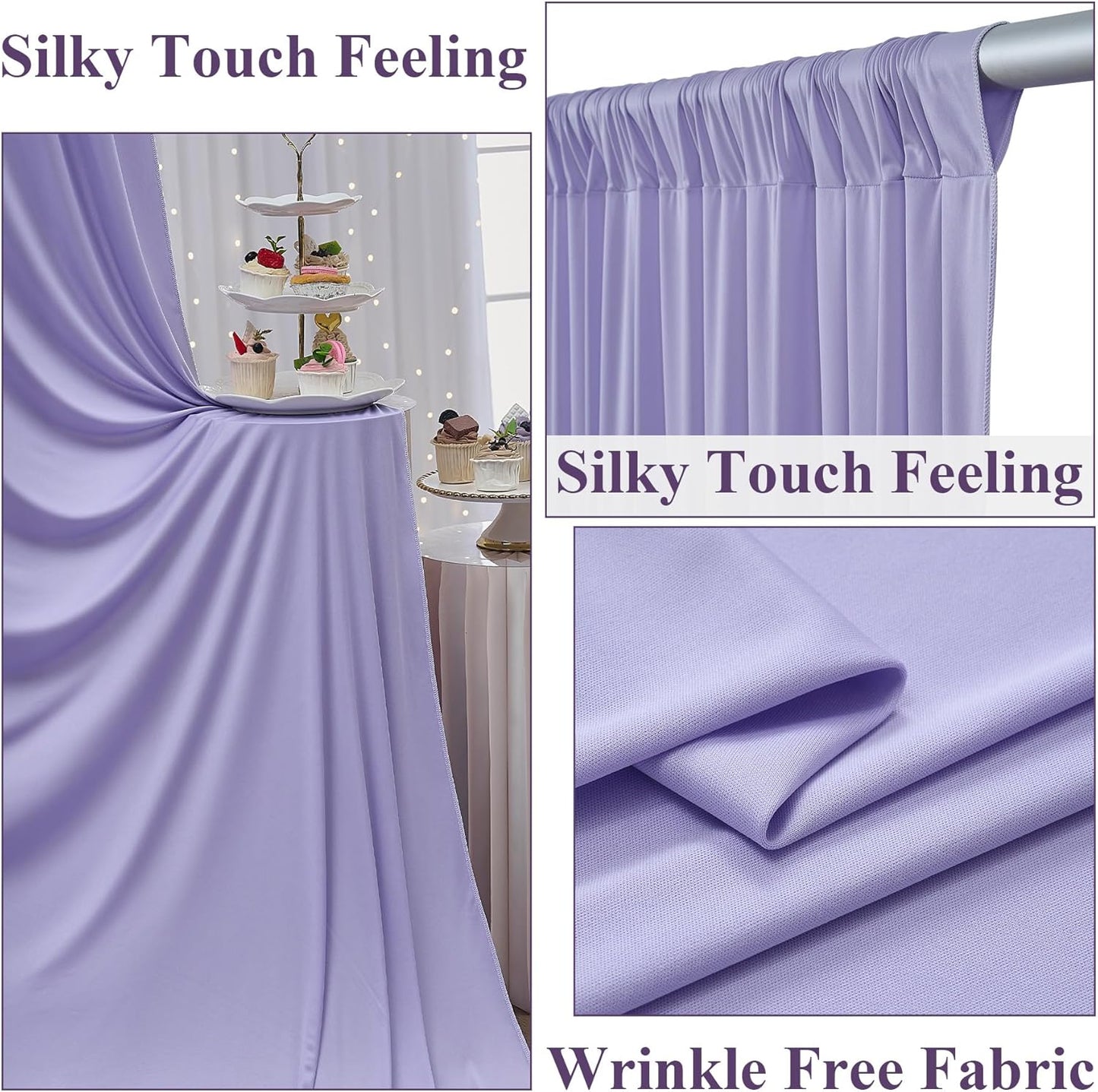 10ftx10ft Black Backdrop Curtains for Weddings Parties, Wrinkle Free 2 Panels Silky Polyester Photo Backdrop Drapes Back Drop Cloth Drapery for Birthday Mother'sDay Photography Background