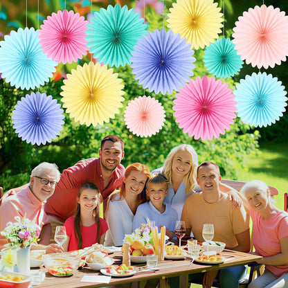 BestoFun 12PCS Paper Fans Hot Pink Party Decorations Tissue Paper Flowers Decorations Paper Fans Party Decorations for Girl Groovy Birthday Baby Shower Wedding Bachelorette Room Wall Hanging Décor