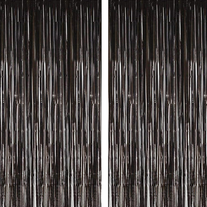 i-CHONY 2 Pcs 3.2ft x 8.2ft Champagne Gold Metallic Tinsel Foil Fringe Curtains Photo Booth Backdrop for Baby Shower Birthday Wedding Holiday Celebration Bachelorette Party Decorations