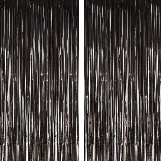 i-CHONY 2 Pcs 3.2ft x 8.2ft Champagne Gold Metallic Tinsel Foil Fringe Curtains Photo Booth Backdrop for Baby Shower Birthday Wedding Holiday Celebration Bachelorette Party Decorations