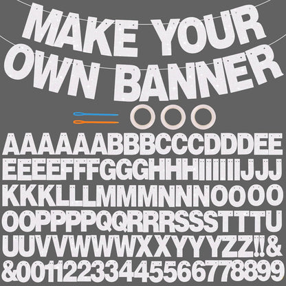 BEISHIDA 116 PCS A-Z DIY Letter Banner Kit Make Your Own Banner Including 111 Letters and Numbers 3 Rope and 2 Threading Device,Customized for Birthday Graduation Wedding Decor Black