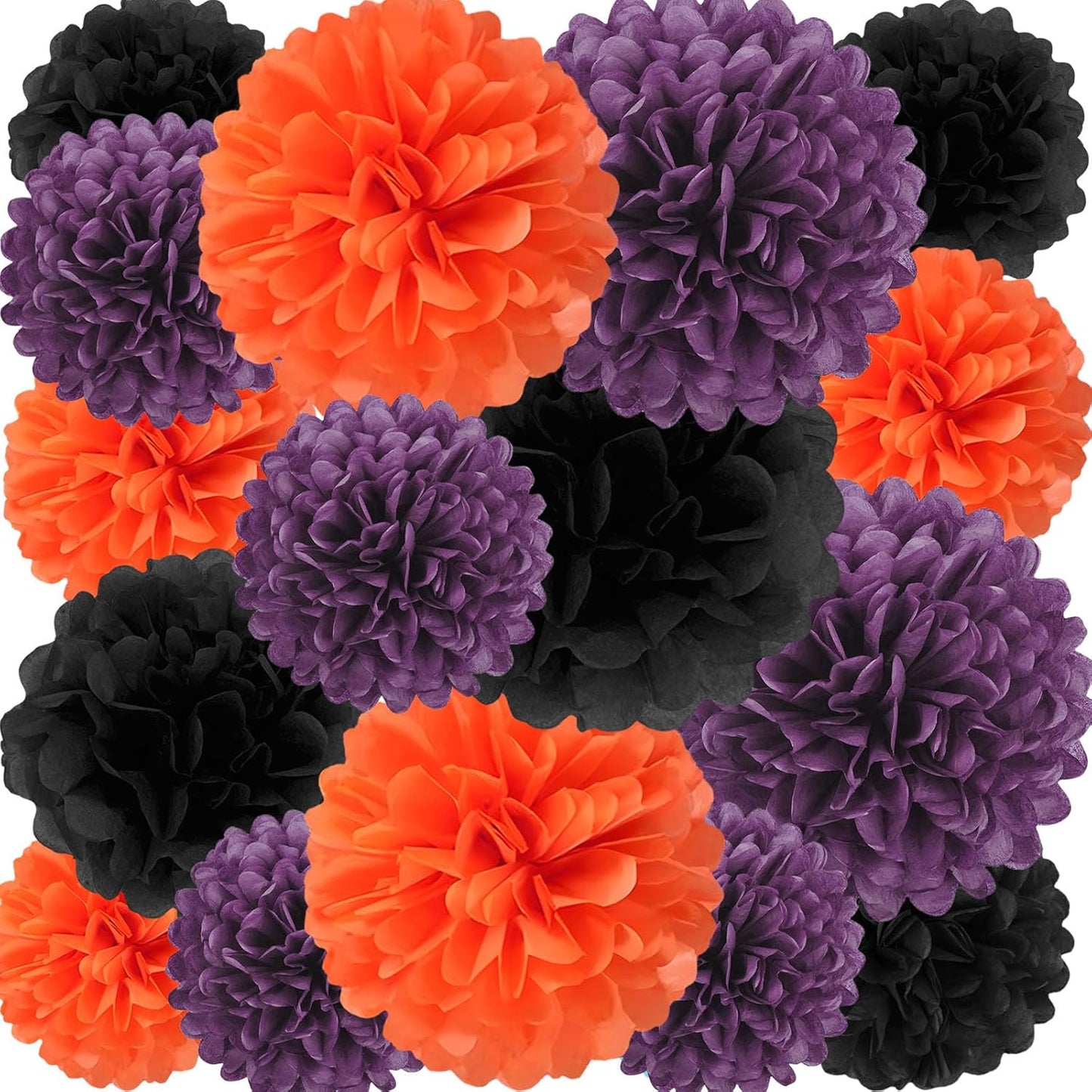 18 PCS Tissue Paper Pom Poms, Tissue Pom Poms Flowers, Sizes of 6", 10", 12", 14" Hanging Paper Flower Ball for Wedding, Birthday, Halloween, Christmas, Baby Shower Party Decor (Red Black Gold)