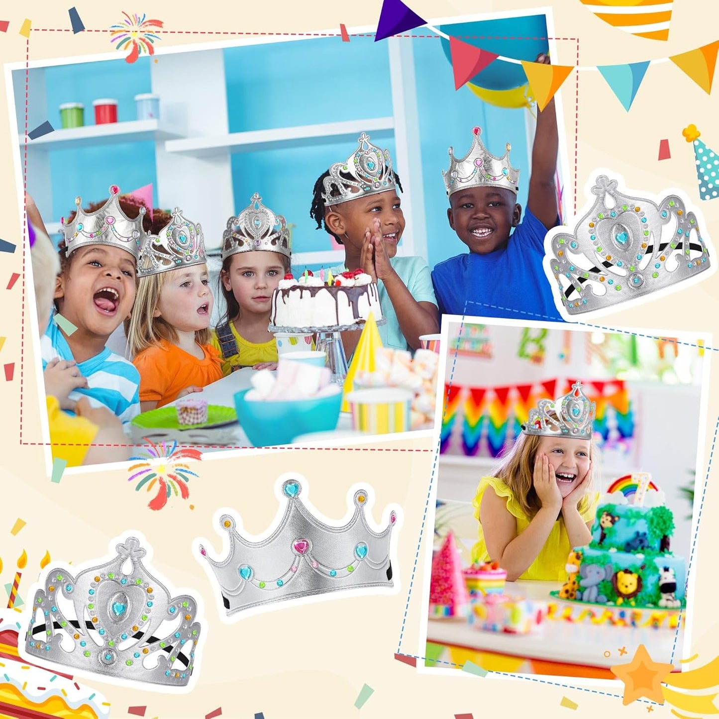 Yaomiao 66 Pieces Foam Princess Tiaras DIY Crowns Kids Party Favors Craft Crystal Diamond Sticker Girls Making Your Own Tiara (Gold)